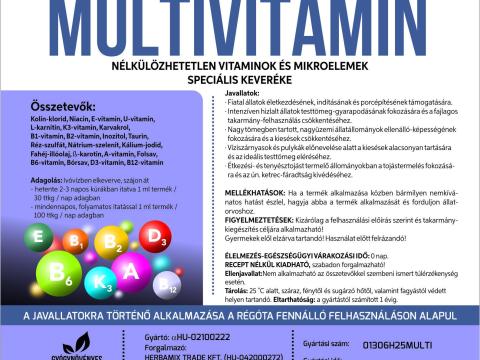 Herbamix Multivitamin 5 literes oldat A-, D-, E-, K- és B-vitaminokkal, metil-donorokkal, antioxidánsokkal és mikroelemekkel
