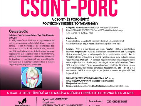 Herbamix Csont-Porc 5 literes oldat az egészséges csontozat és porcok kialakulásáért az intenzíven tartott nagyüzemi állományokban