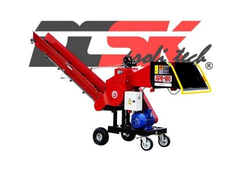 REMET elektromos aprítógép – RPE-120 (11 kW) + 3 m szállítószalag + kézi szállításhoz alváz