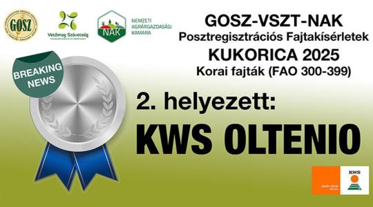 BREAKING NEWS! Megbízhatóan a csúcson - KWS OLTENIO - arany után egy ezüst is a főpályán!