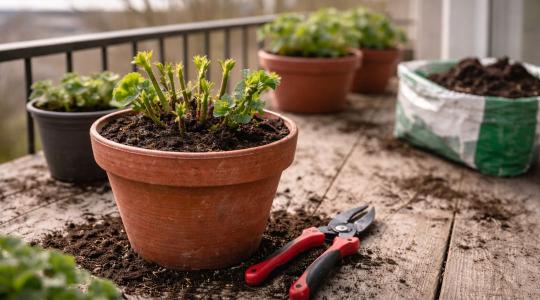 Muskátli felébresztése februárban – metszés, átültetés, fényre szoktatás